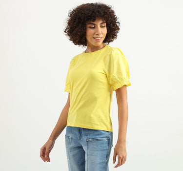 Women Solid Round Neck Top