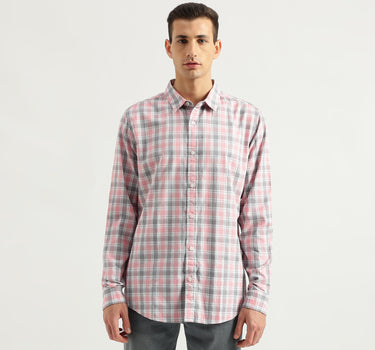 Men's Slim Fit Spread Collar Checked Shirts