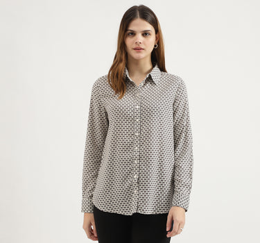 Spread Collar Printed Shirt