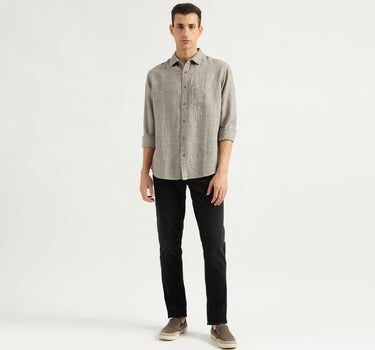 Men's Slim Fit Spread Collar Checked Shirts