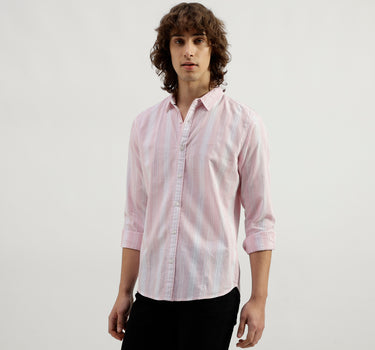 Slim Fit Spread Collar Striped Shirt