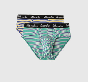 Pack of 2 Striped Low Rise Briefs