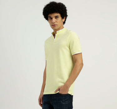 Regular Fit Henley Neck Solid T-Shirt