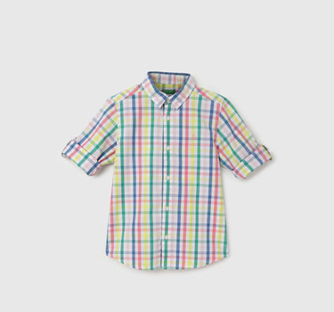 Regular Fit Spread Collar Checkered Shirt