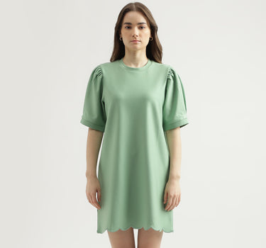 Regular Fit Round Neck Solid Women's Dress