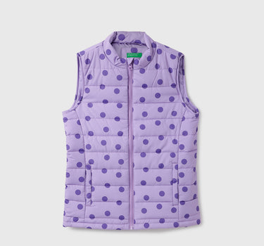 Girl's Regular Fit Polka Dot Print Jacket