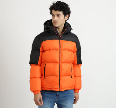 Men Colorblocked Hooded Jacket