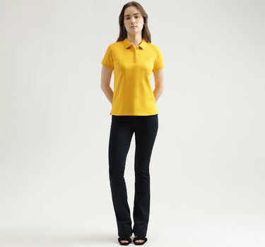 Regular Fit Polo Neck Solid Women's T-Shirt