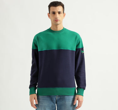 Men's Boxy Fit Round Neck Color Block Sweatshirt