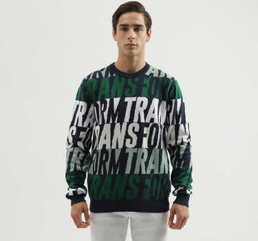 Men's Regular Fit Crew Neck Printed Sweater