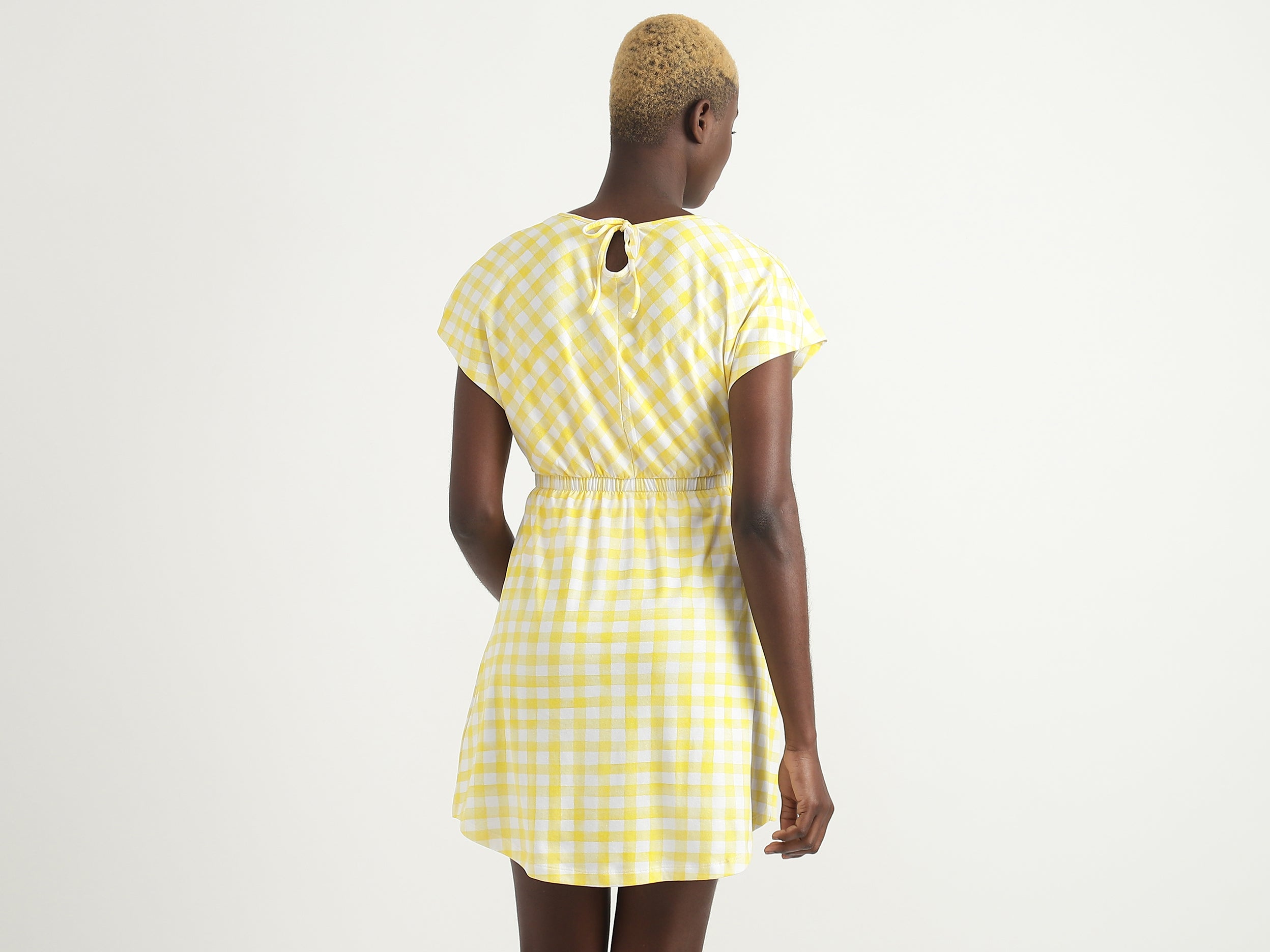Cotton Blend Checked U-Neck Women Dresses – United Colors of