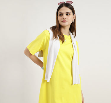 Regular Fit Round Neck Solid Dress