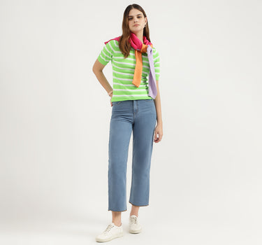 Regular Fit Round Neck Striped Tops