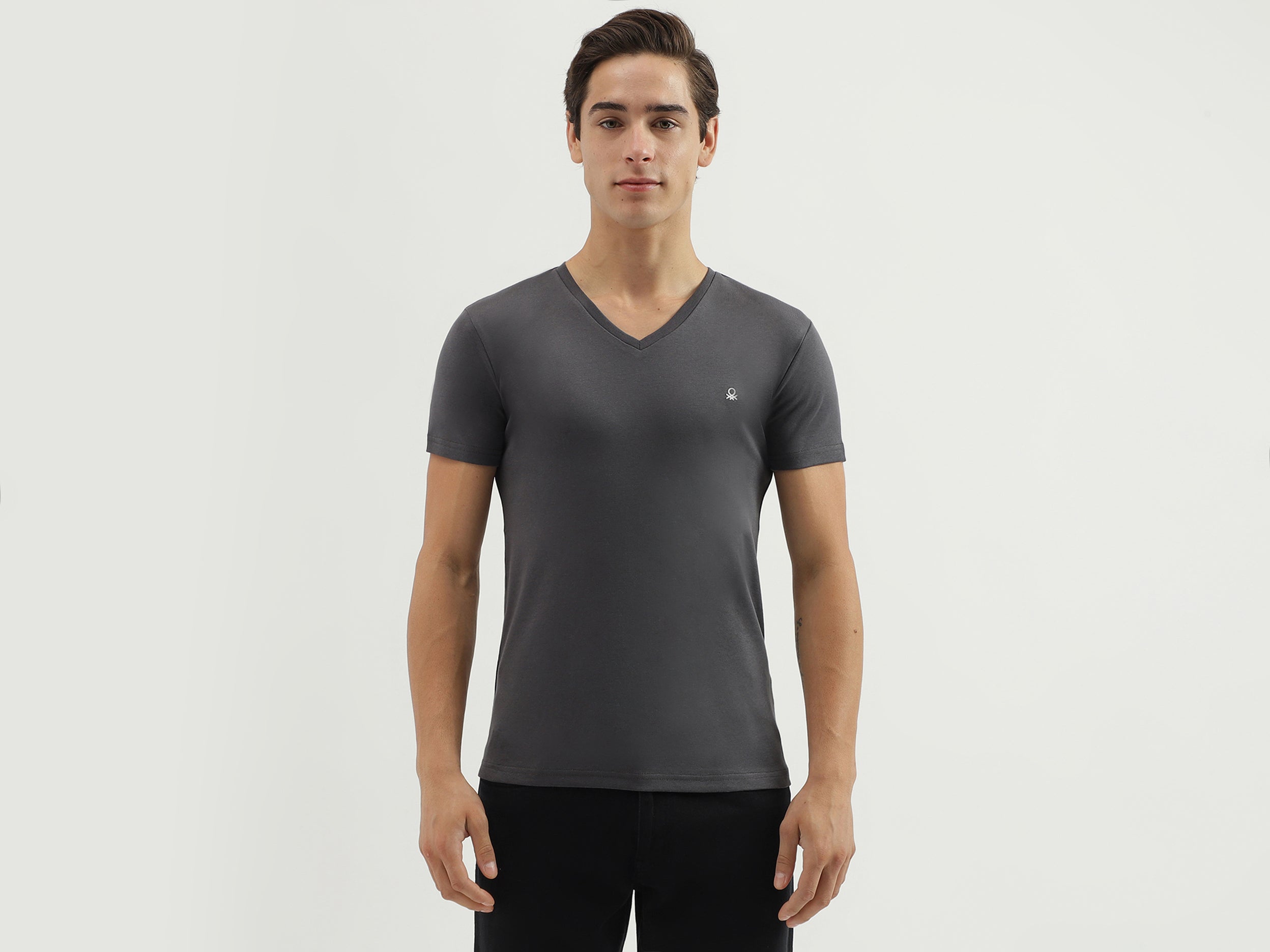 Men's Regular Fit V-Neck Solid T-Shirt