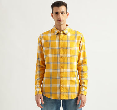 Men's Slim Fit Spread Collar Checked Shirts