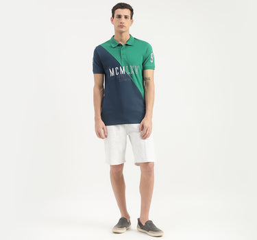 Embroidered Half-and-Half Polo T-Shirt