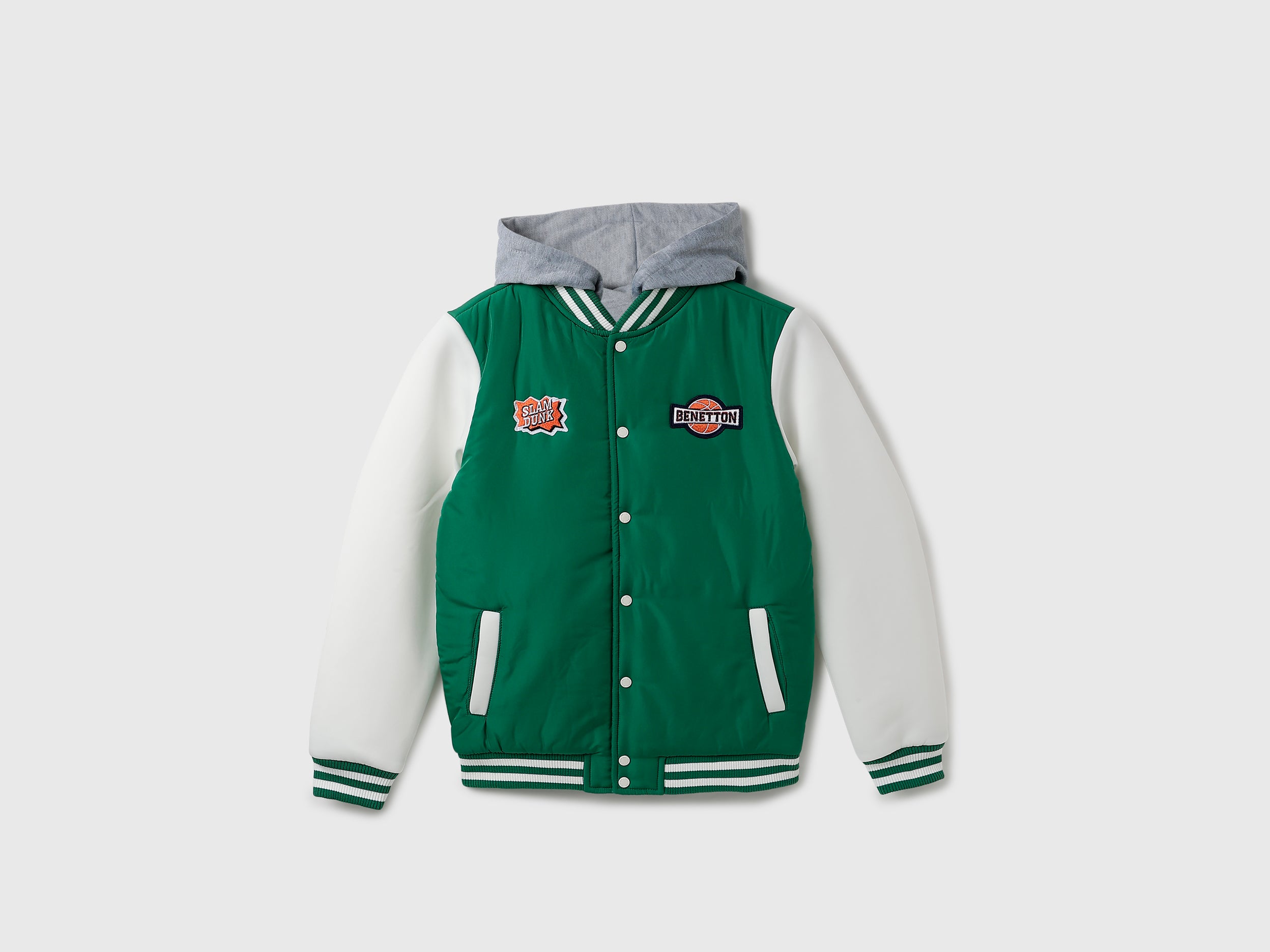 Boy's Regular Fit Varsity Jacket with Detachable Hood