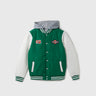 Boy's Regular Fit Varsity Jacket with Detachable Hood