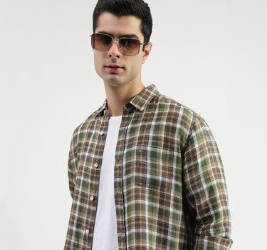 Regular Fit Button Down Collar Checkered Shirts