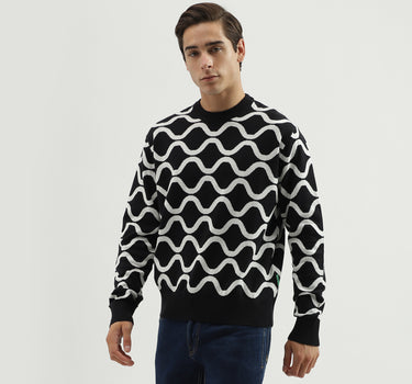 Men's Regular Fit Round Neck Printed Sweater