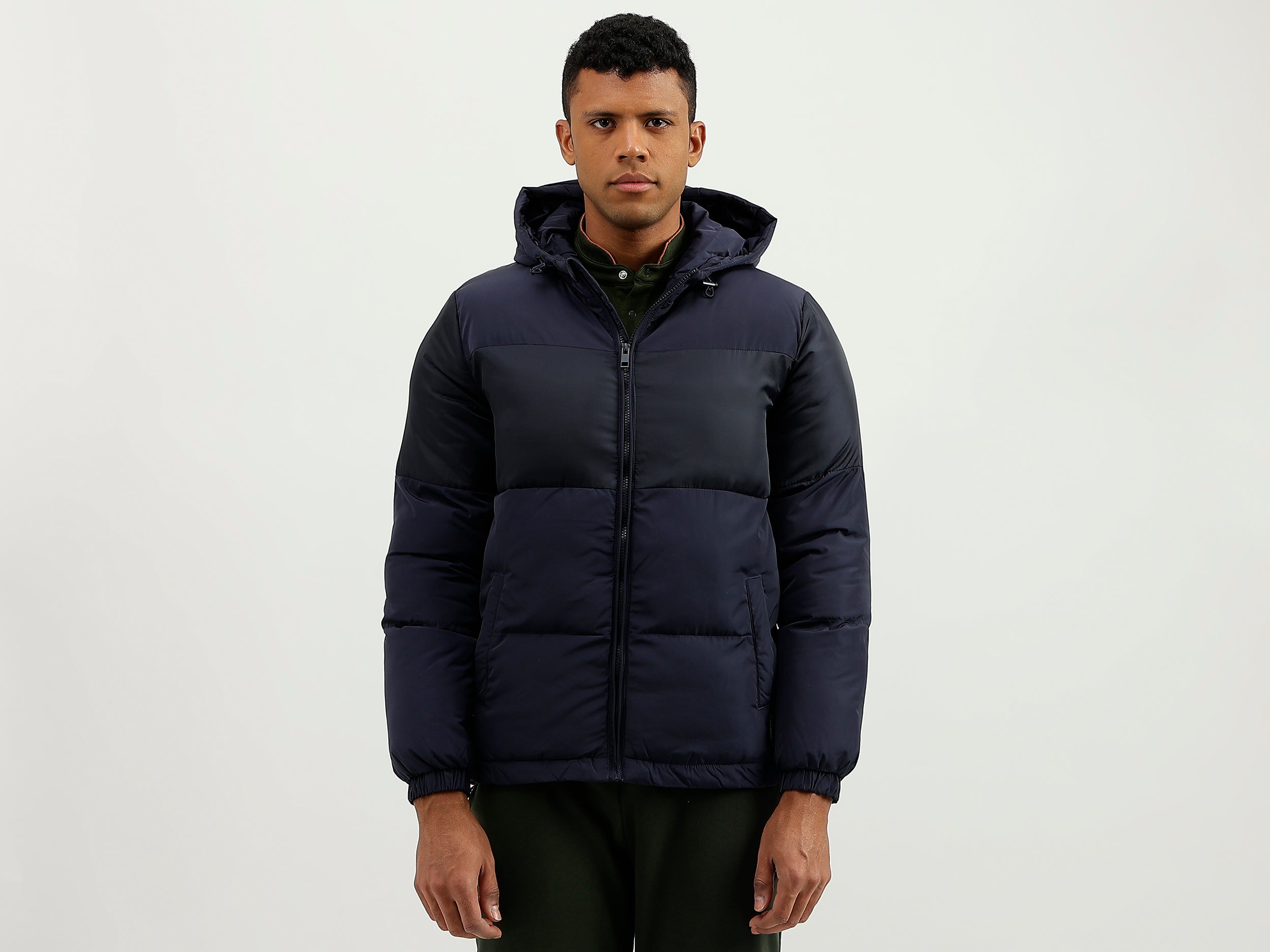 Regular Fit Hooded Solid Jacket