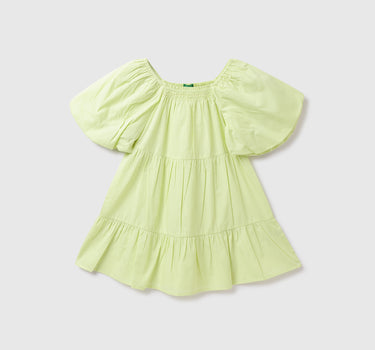 Cotton Solid Round Neck Girls Dresses