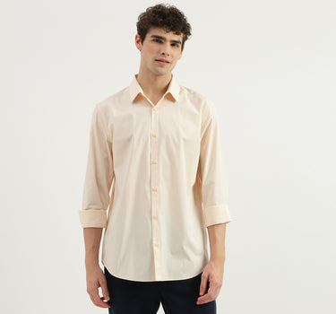 Slim Fit Spread Collar Solid Shirt