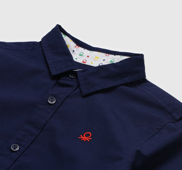 Boys Navy Blue Solid Shirt