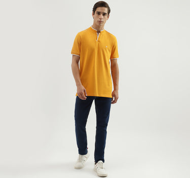 Men's Regular Fit Polo Neck Solid T-Shirt