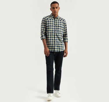 Men's Slim Fit Spread Collar Checked Shirts