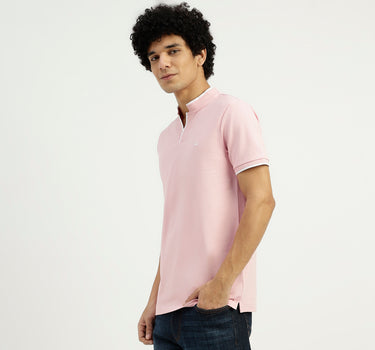 Regular Fit Henley Neck Solid T-Shirt