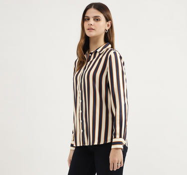 Spread Collar Striped Shirt