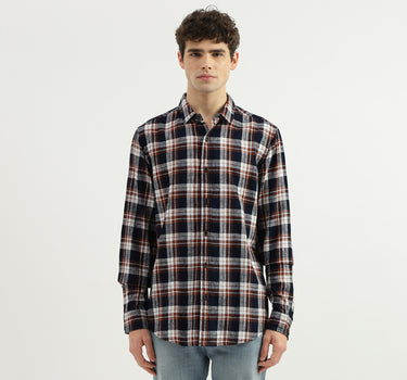 Regular Fit Spread Collar Checkered Shirt