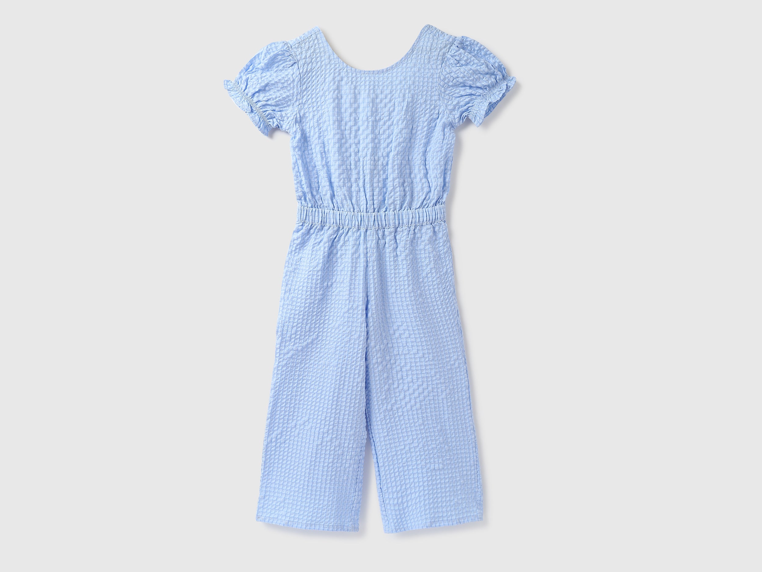 Girls Checked Round Neck Jumpsuit