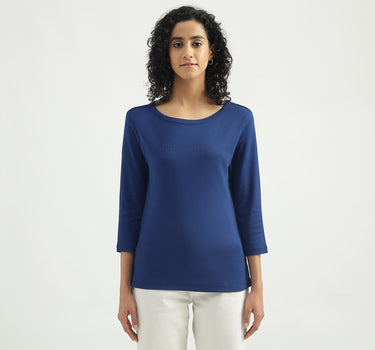 Cotton Solid Boat Neck Women Tops