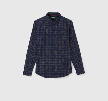 Men's Slim Fit Spread Collar Checked Shirts