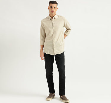 Men's Slim Fit Spread Collar Textured Shirts