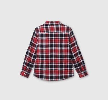 Boy's Regular Fit Spread Collar Checked Shirt