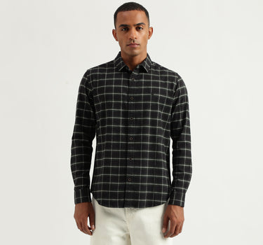 Men's Regular Fit Spread Collar Checked Shirts