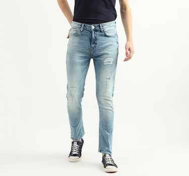 Men Solid Carrot Fit Jeans