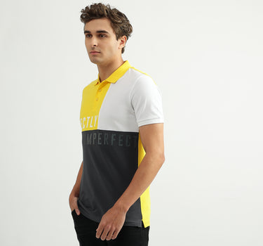 Men Color Blocked Polo Collar T-shirt