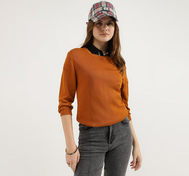 Regular Fit Round Neck Solid Tops