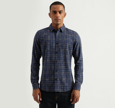 Men's Slim Fit Spread Collar Checked Shirts