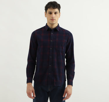 Regular Spread Collar Checkered Shirts