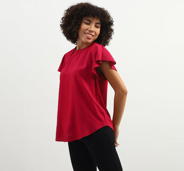 Women Solid Round Neck Top