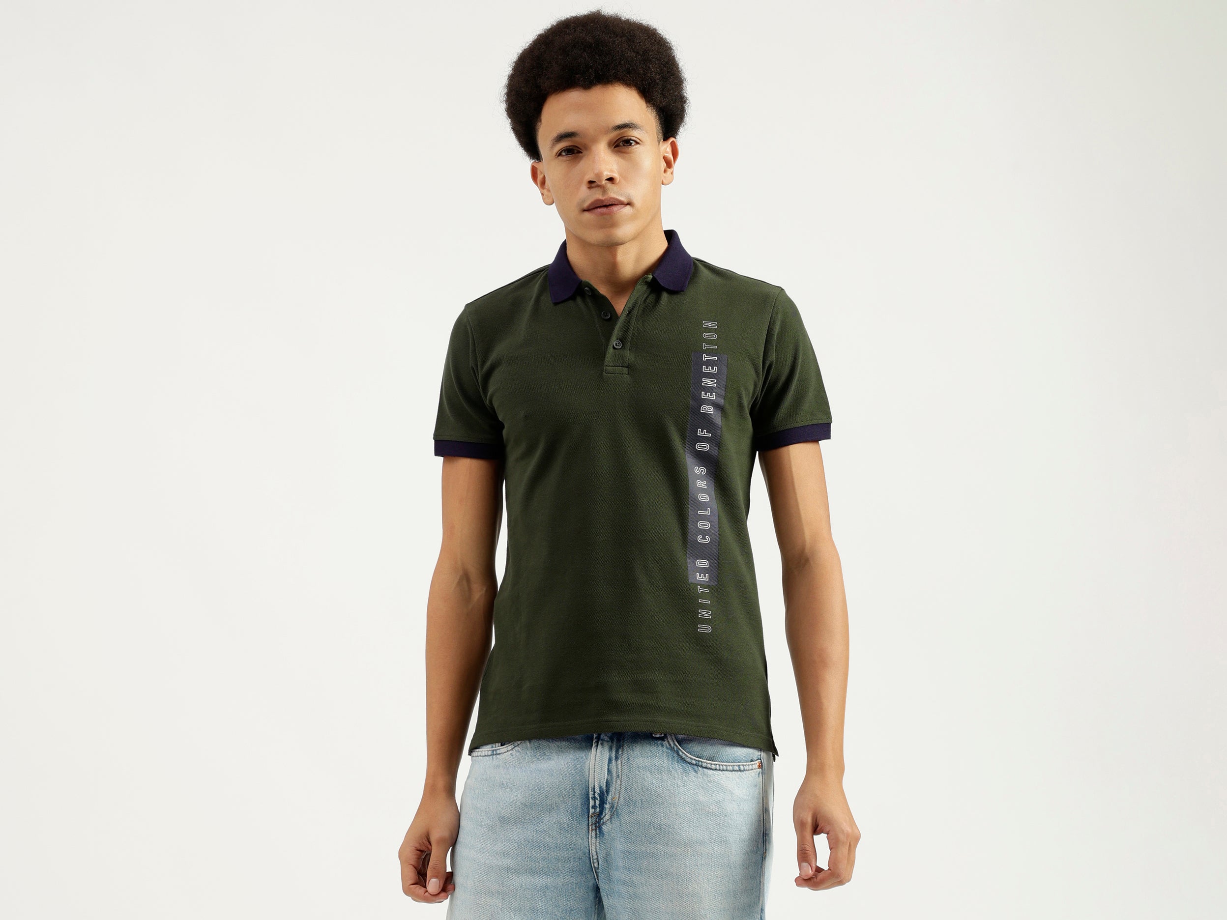 Polo Neck Printed Pattern T-Shirt