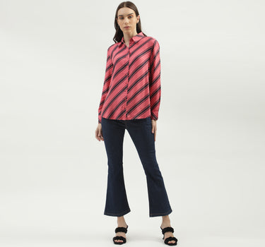 Women's Regular Fit Spread Collar Striped Shirts