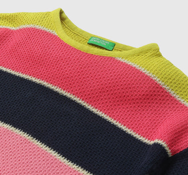 Girls Colorblocked Round Neck Sweater