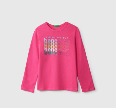 Girls Pink Printed Regular T Shirt