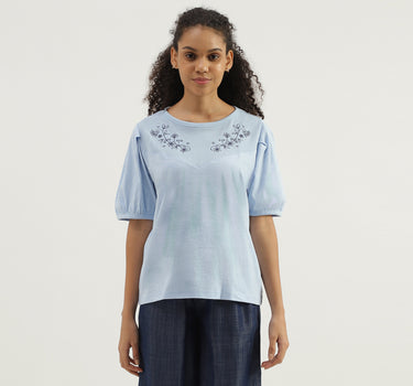 Round Neck Embroidered Top